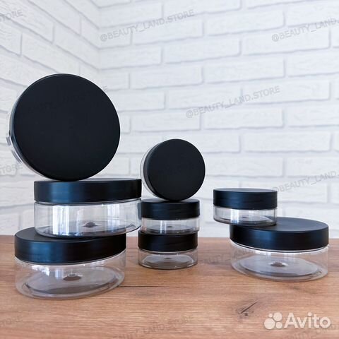 Пэт банка 50мл, 150мл с чёрной крышкой