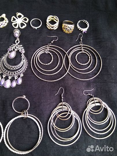 Серьги кольца кулоны бижутерия