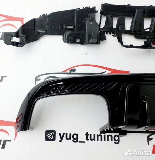 Диффузор С-class w205 B черный черные насадки