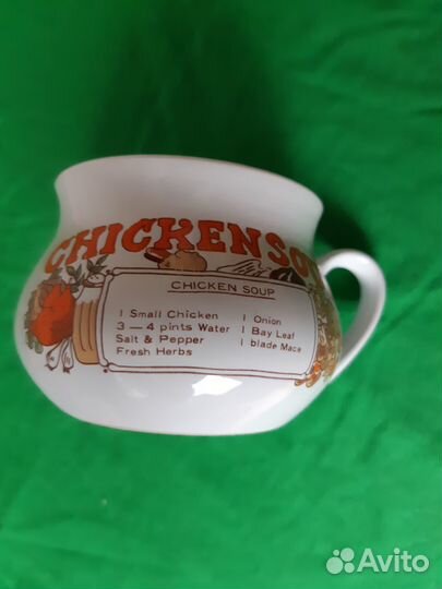 Бульонница с ручкой и рецептом Chicken soup,400мл