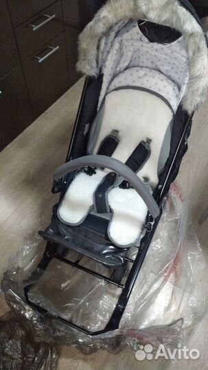 Детские санки коляска с колёсами nika