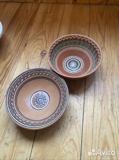 Две тарелки глиняные