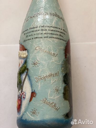 Бутылка декоративная в технике декупаж