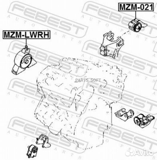 Febest MZM-lwrh Подушка двигателя правая (гидравли