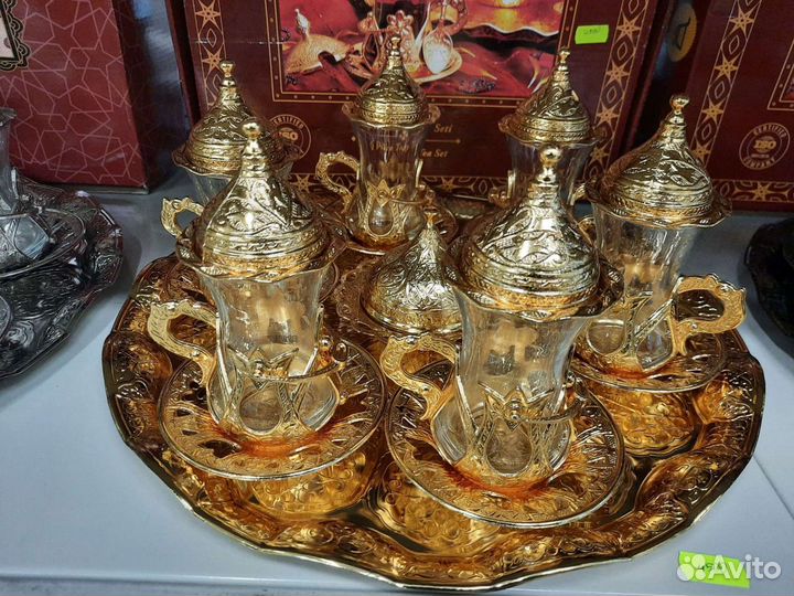 Стаканы армуды 6 шт на подносе