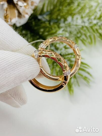 Золотые серьги круглые ван клиф