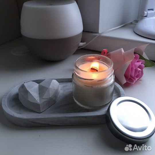 Подарочный набор декор из гипса соевая свеча