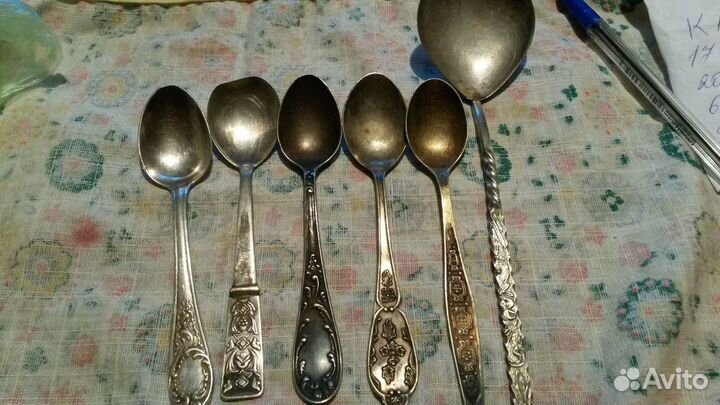 Мельхиор ложки 6 шт разные