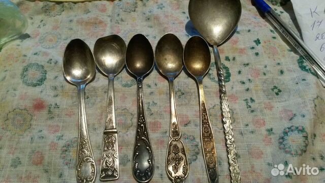 Мельхиор ложки 6 шт разные