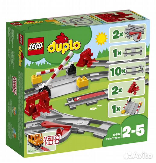 Lego duplo 2 разных поезда мост и доп.рельсы