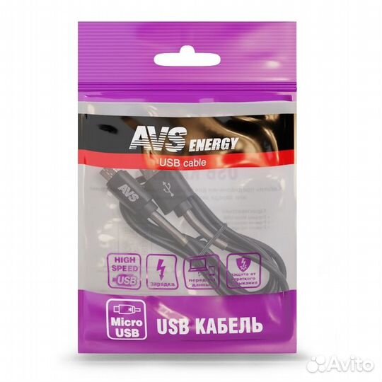 Кабель AVS micro USB (1м USB 2.0) усиленный MR-361