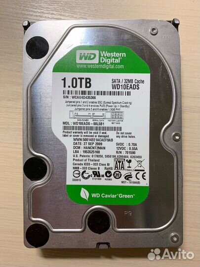 Жесткие диски HDD 1Tb WD green, Seagate