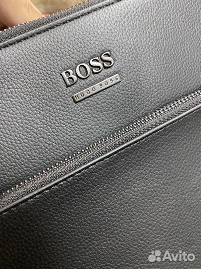 Мужская кожаная сумка через плечо Hugo Boss