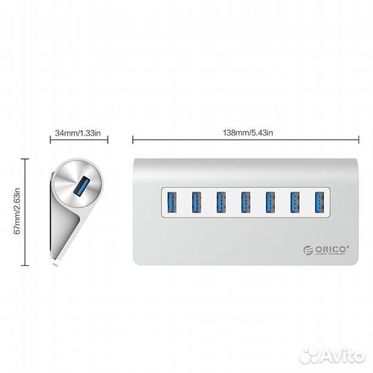 USB Хаб Type-C 8в1 на MacBook orico м.M3H7