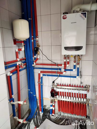 Монтаж теплых водяных полов, отопления, вода