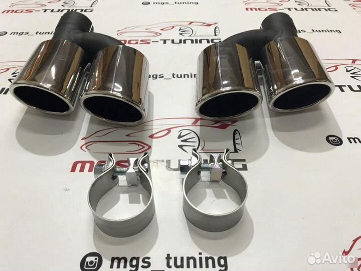 Насадки на выхлоп Audi двойные Стиль S4 15-н.в
