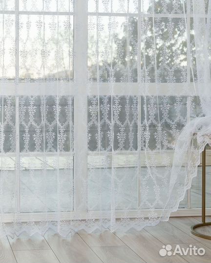 Тюль лилиан белый готовый на окна пошив
