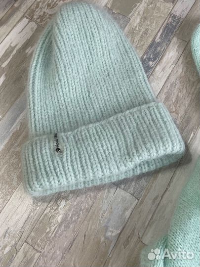 Шапка, палантин, варежки из пуха норки