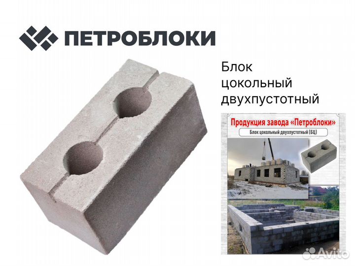 Блок цокольный двухпустотный Строительные блоки