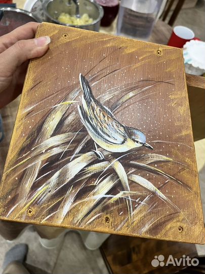 Хлебница деревянная с ручной росписью