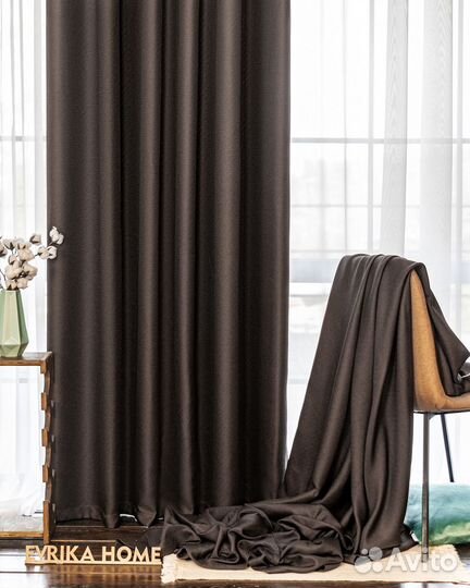 Шторы рогожка Орфей шоколад новые на окна пошив