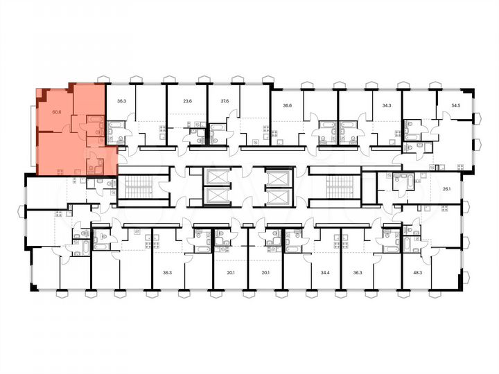 2-к. квартира, 60,6 м², 17/24 эт.