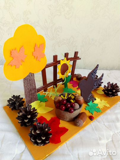 Поделка осенняя дары осени птичка в садик школу