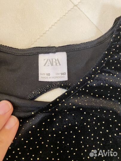 Боди Zara из черного бархата и юбка 140 см 9/10 л
