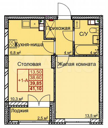 1-к. квартира, 39,9 м², 5/17 эт.