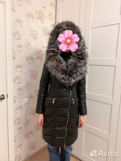 Кожаный пуховик