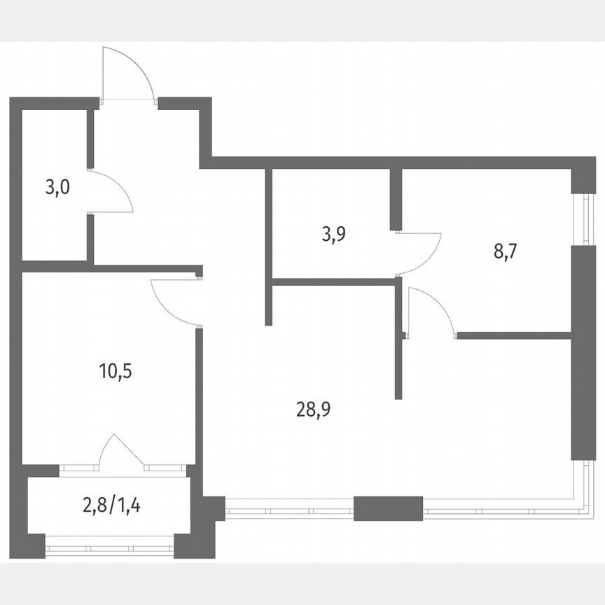2-к. квартира, 56,8 м², 2/9 эт.