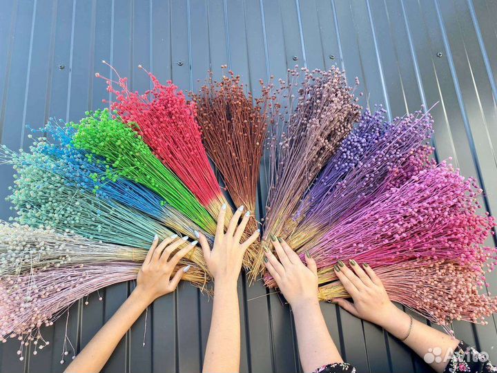 Лён окрашенный, сухоцветы оптом по РФ