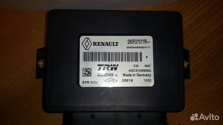 Блок управления ручным тормозом Renault 285F27077R
