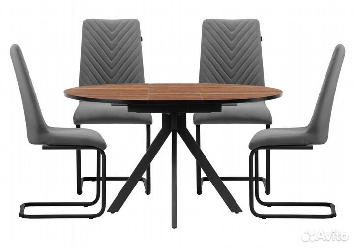 Обеденная группа Эмелин дерево - серый - черный