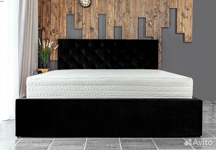 Кровать 160х200 двуспальная черная Барокко