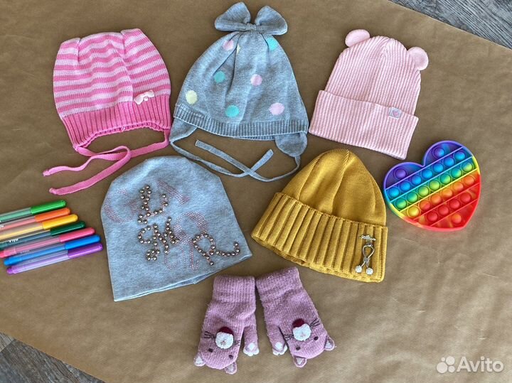 Шапка детская варежки