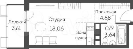 Квартира-студия, 27,4 м², 23/24 эт.