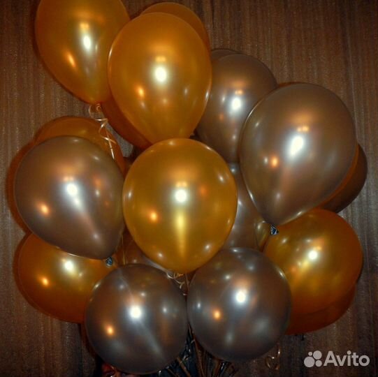 Воздушные шарики золото и серебро металлик
