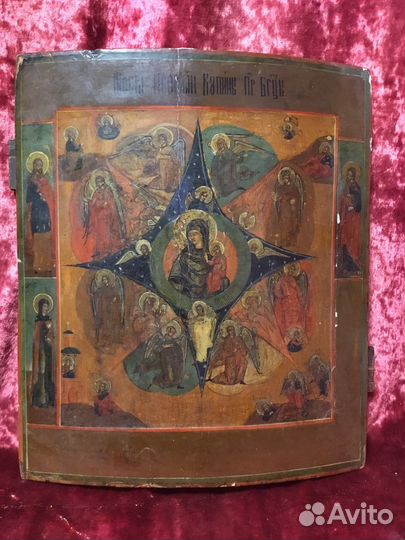 Старинная икона Неопалимая Купина 19век
