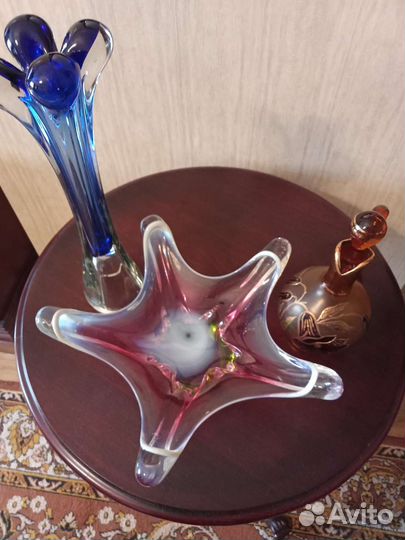 Кувшин, ваза цветное стекло лзхс, Чехословакия