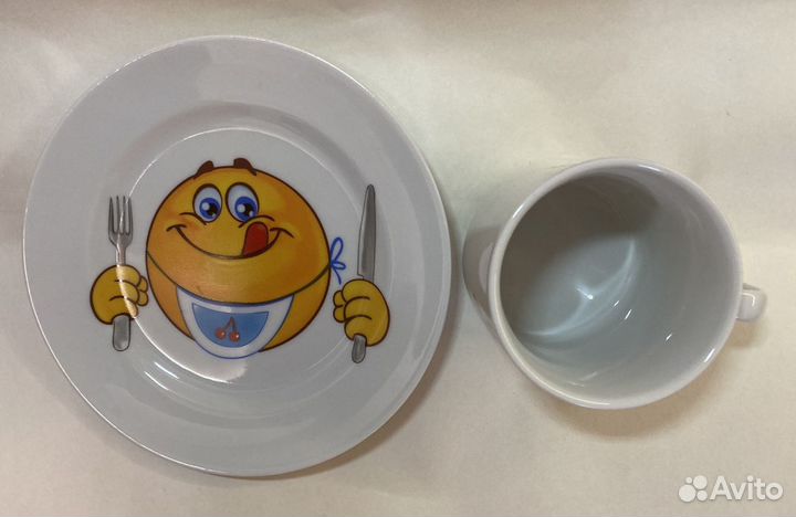 Чашка и блюдце посуда детский набор Колобок