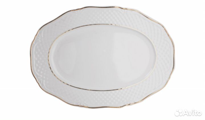 Блюдо «Афродита» овальное фарфор, белый,золотой