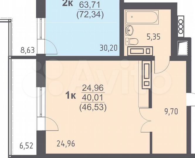 Квартира-студия, 46 м², 13/22 эт.