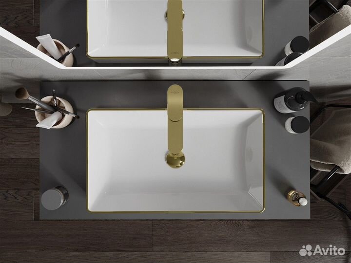 Накладная раковина Mexen nadia 60см белый золотой обод