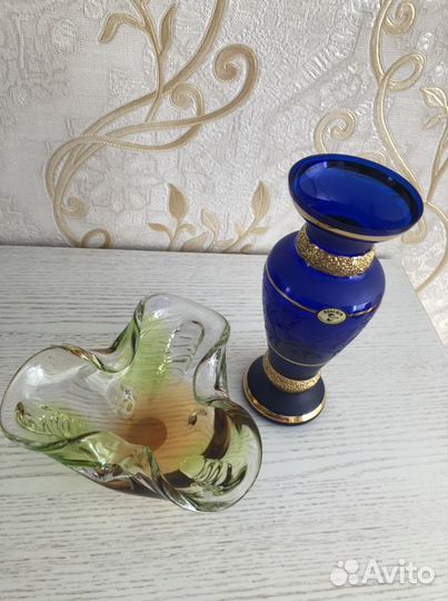 Вазы из цветного стекла и богемия хрусталь чехия