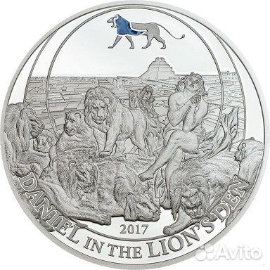 Монета Даниил в пещере со львами Палау 2017 серебр