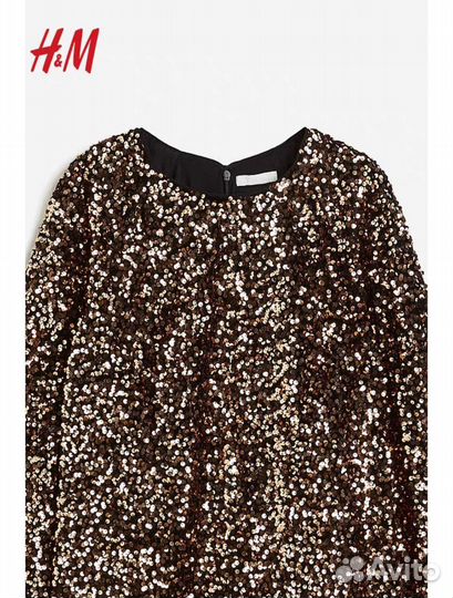 Платье золотое с пайетками женское H&M размер хл