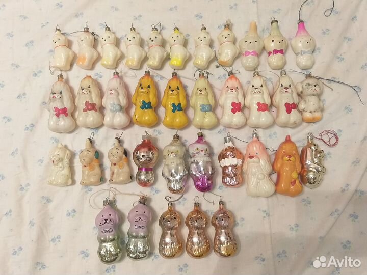 Елочные игрушки СССР. Кошки, собаки