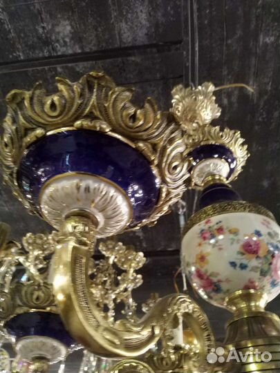 Люстра бронза фарфор, Италия