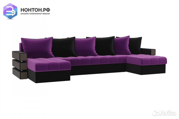 Диван п-образный еврокнижка Венеция микровельвет ф